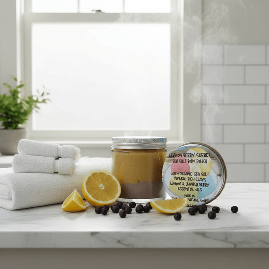 Lemon Berry Sorbet Sea Salt Body Polish – Exfoliating Scrub UK - Herbalshire Handmade Herbal Products