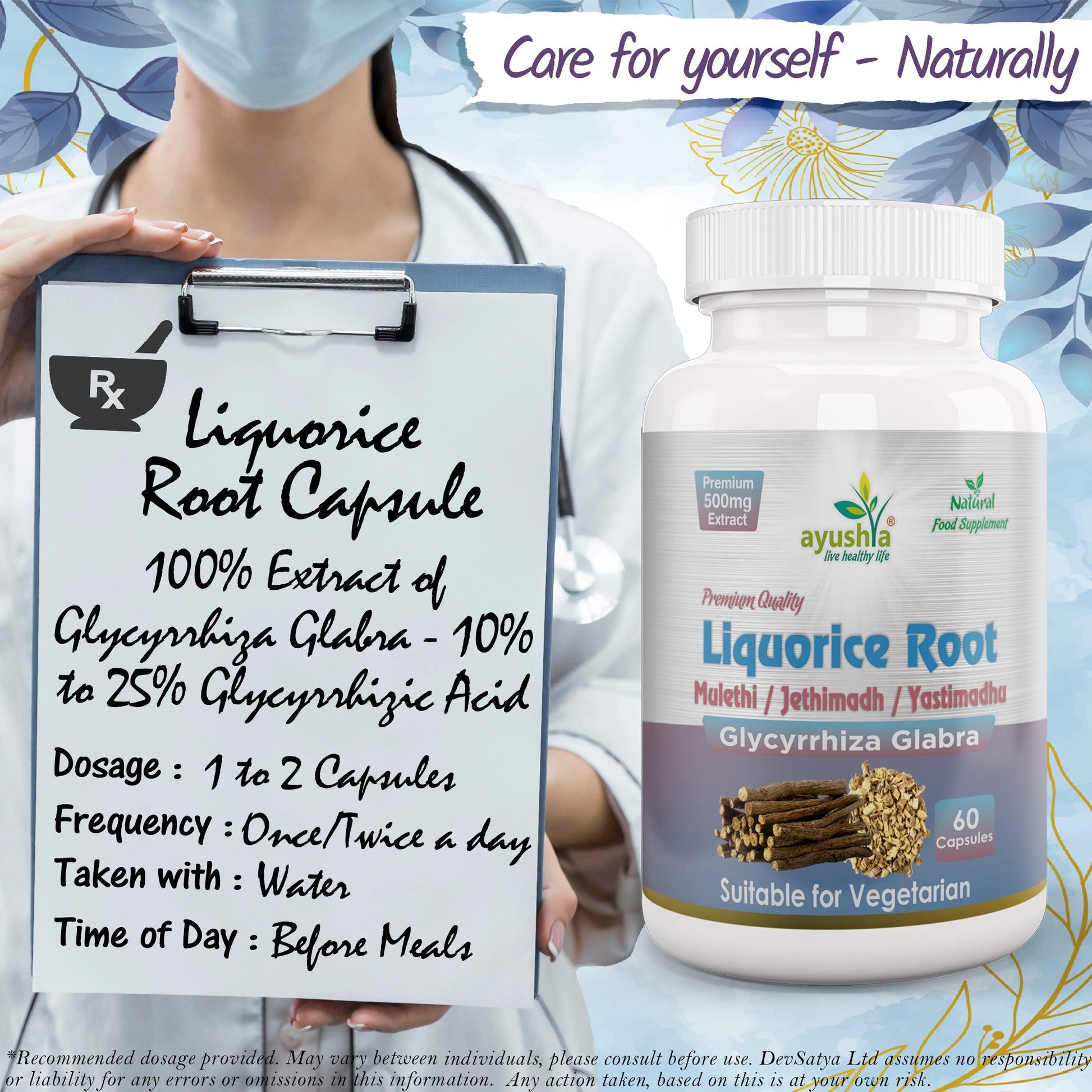 Liquorice Root Capsule (Yastimadhu - Mulethi - Jethimadh) - Herbalshire Handmade Herbal Products