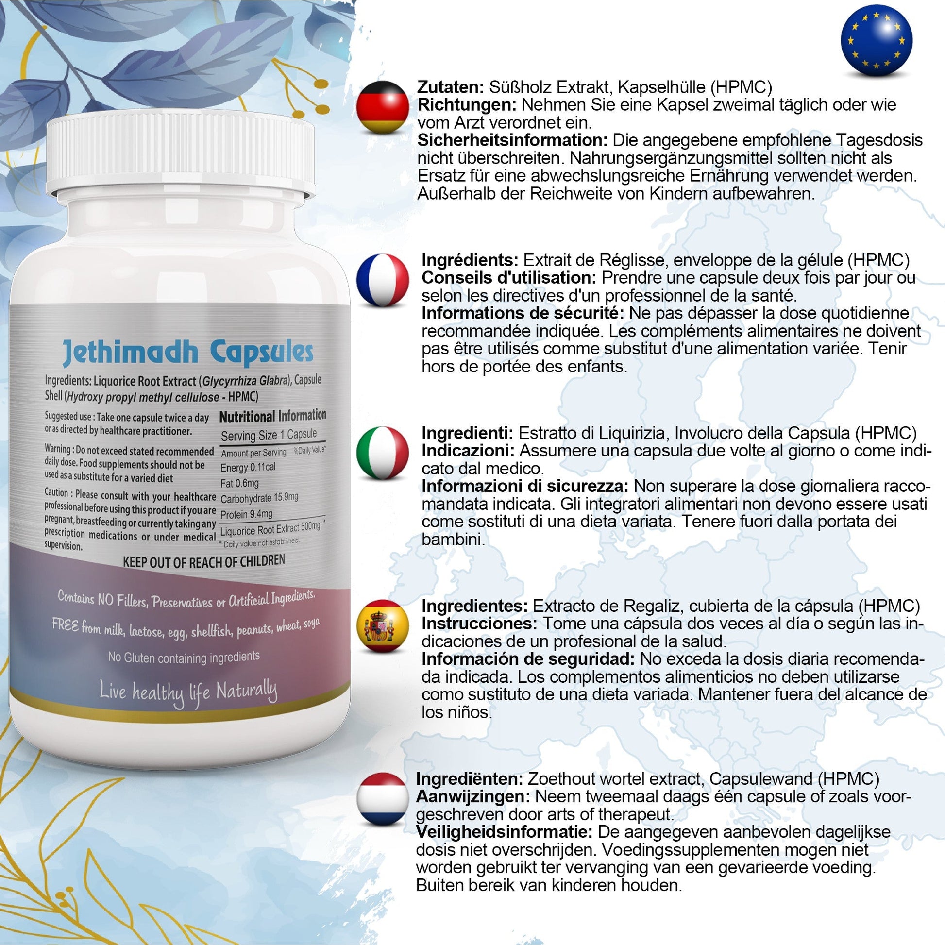Liquorice Root Capsule (Yastimadhu - Mulethi - Jethimadh) - Herbalshire Handmade Herbal Products