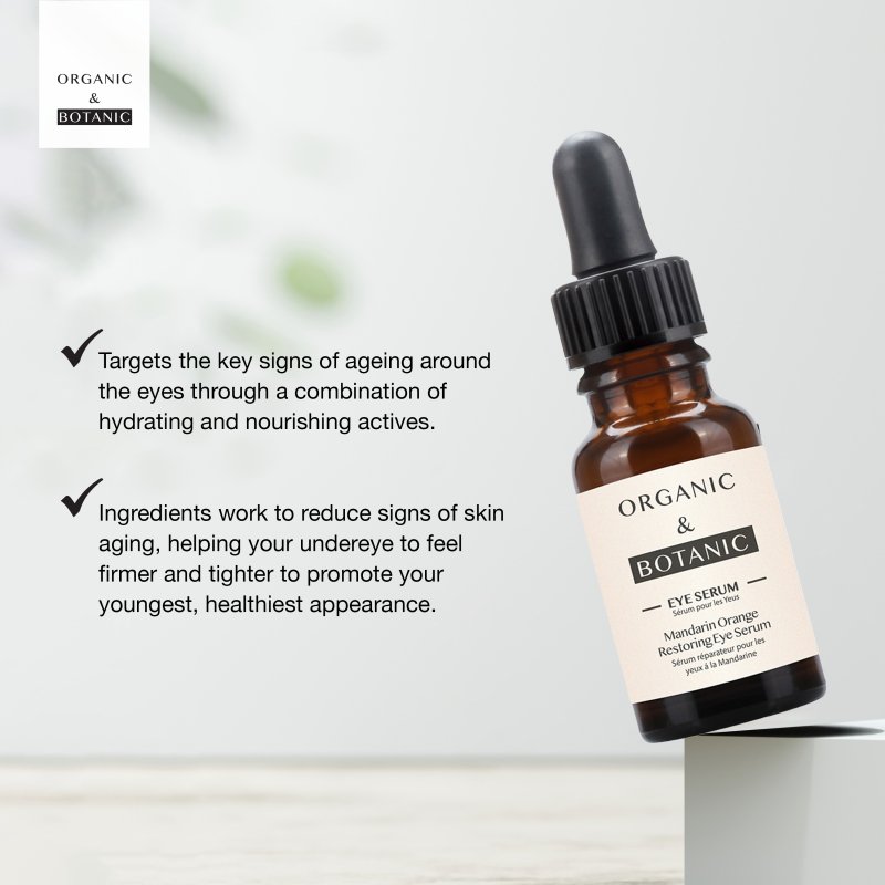 Mandarin Orange Brightening Eye Serum - 15ml - Depuffing & Hydrating with Vitamin C, Aloe Vera, & Sea Buckthorn for Radiant, Youthful Eyes - Herbalshire Handmade Herbal Products