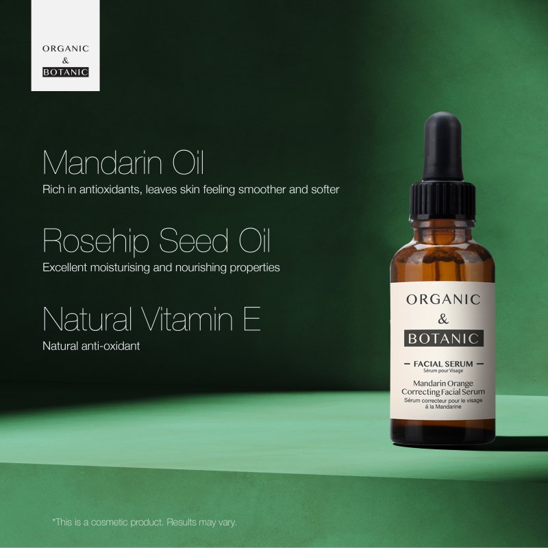 Mandarin Orange Correcting Facial Serum - 30ml - Brightening & Hydrating with Vitamin C, Aloe Vera, & Sea Buckthorn for Radiant, Even - Toned Skin - Herbalshire Handmade Herbal Products