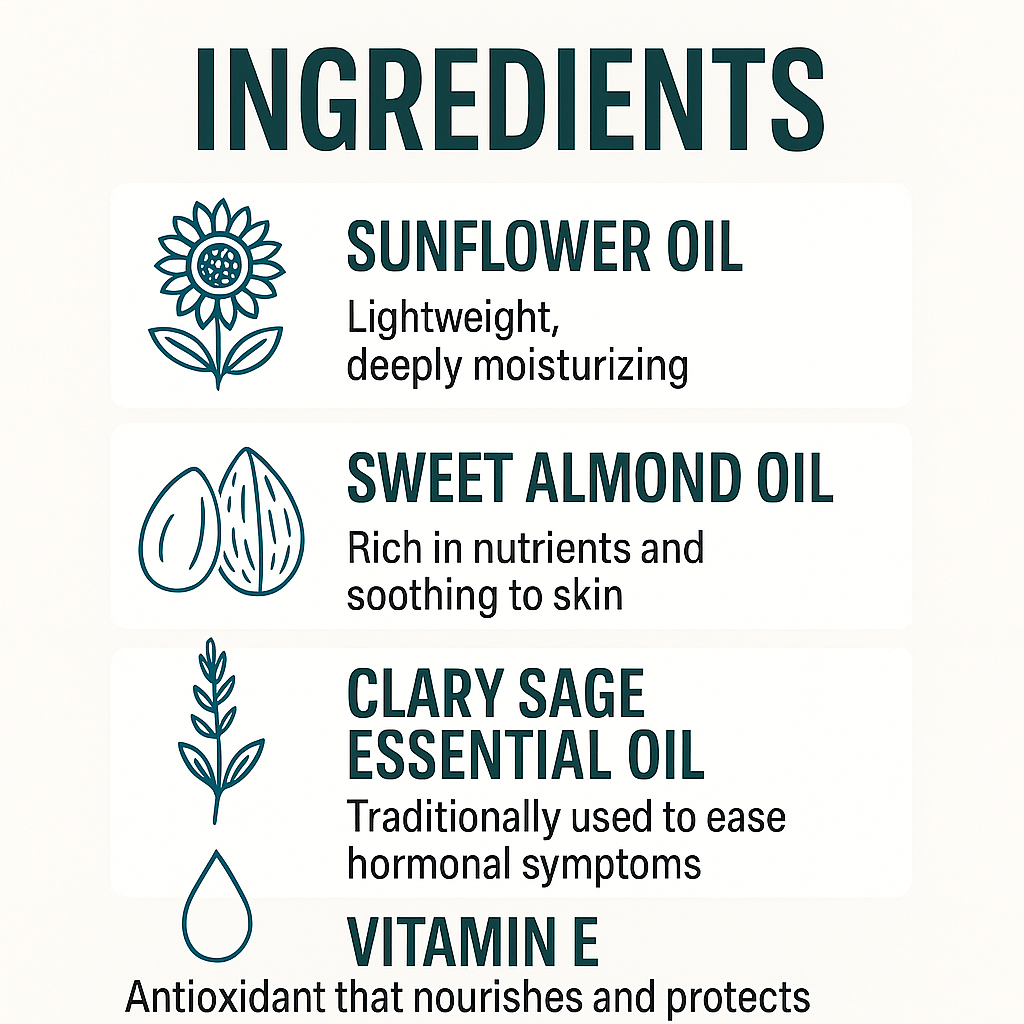 Menopause Massage Oil – Hot Flushes & Night Sweats Natural Relief 100ml - Herbalshire Handmade Herbal Products