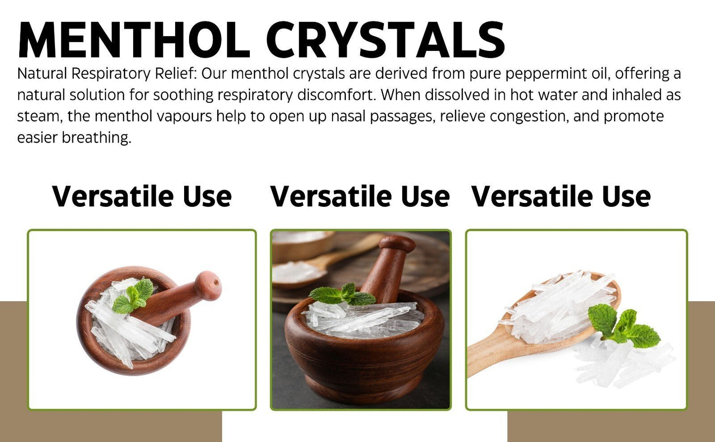 Menthol Crystals Natural Menthol Inhalation Steam Blocked Nose Relief - Herbalshire Handmade Herbal Products
