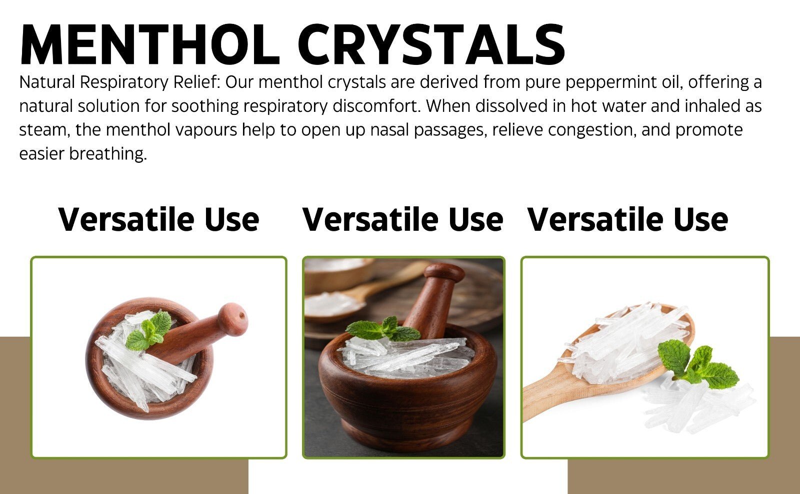 Menthol Crystals Natural Menthol Inhalation Steam Blocked Nose Relief - Herbalshire Handmade Herbal Products