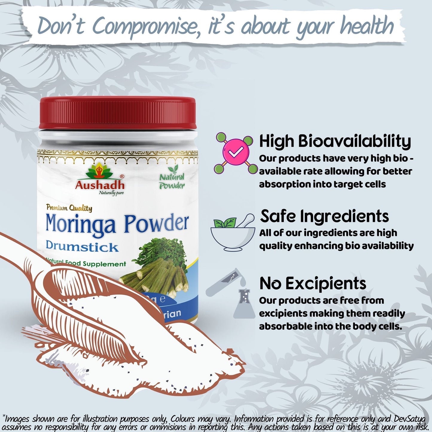 Moringa Oleifera (Drumstick) Powder - Herbalshire Handmade Herbal Products