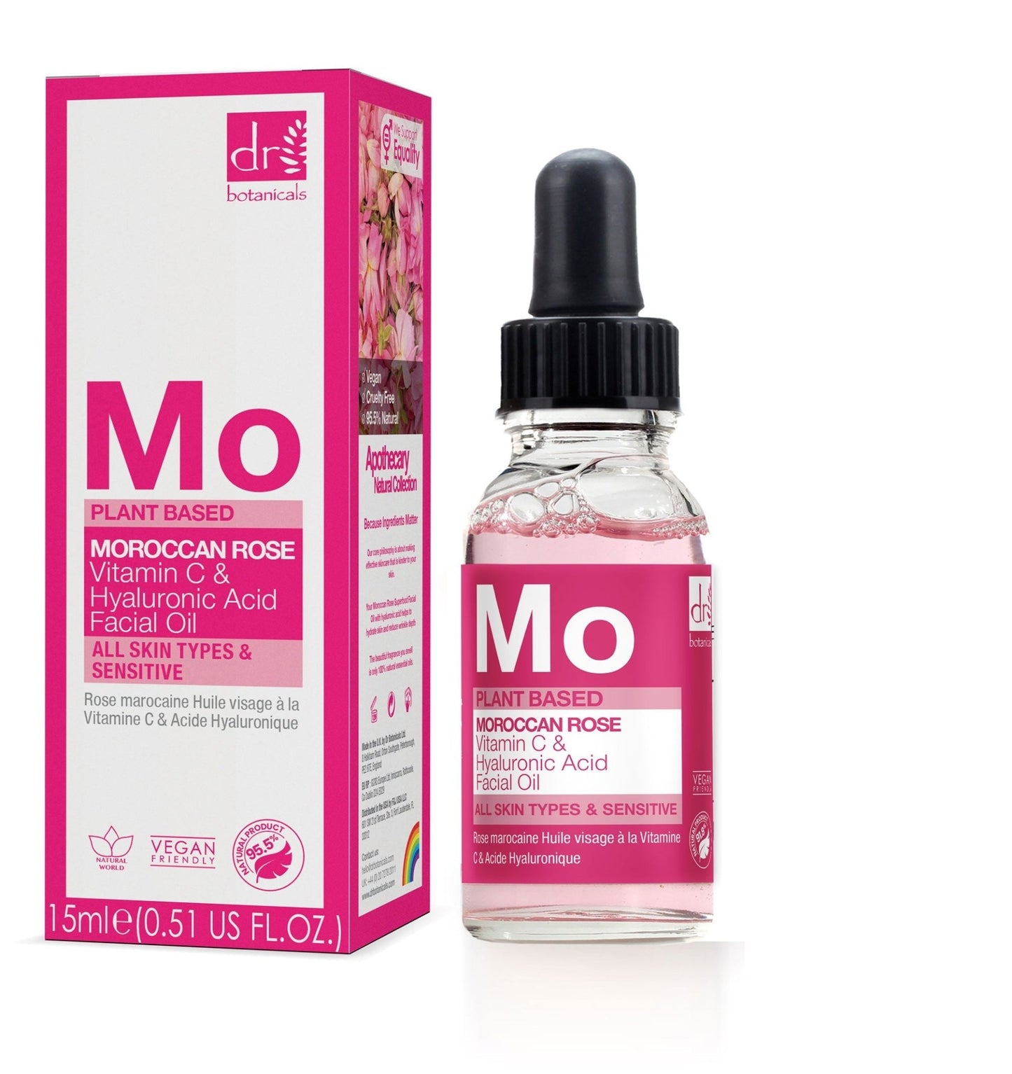 Moroccan Rose Facial Oil with Hyaluronic Acid & Vitamin C 15ml + 30ml - Herbalshire Handmade Herbal Products