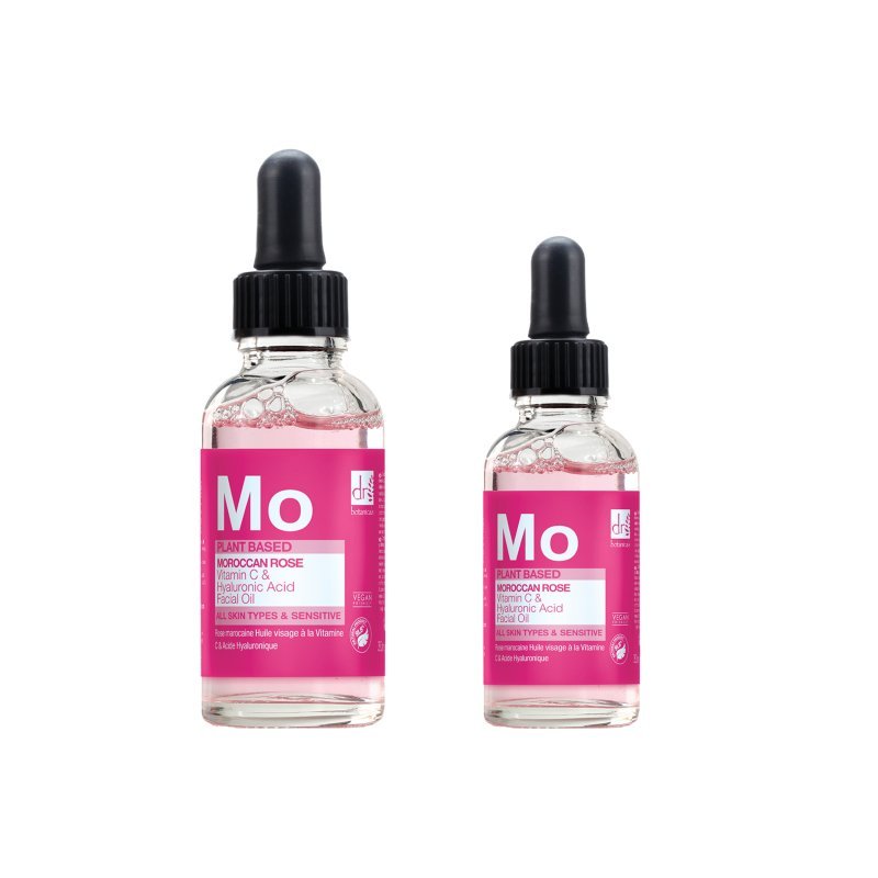 Moroccan Rose Facial Oil with Hyaluronic Acid & Vitamin C 15ml + 30ml - Herbalshire Handmade Herbal Products