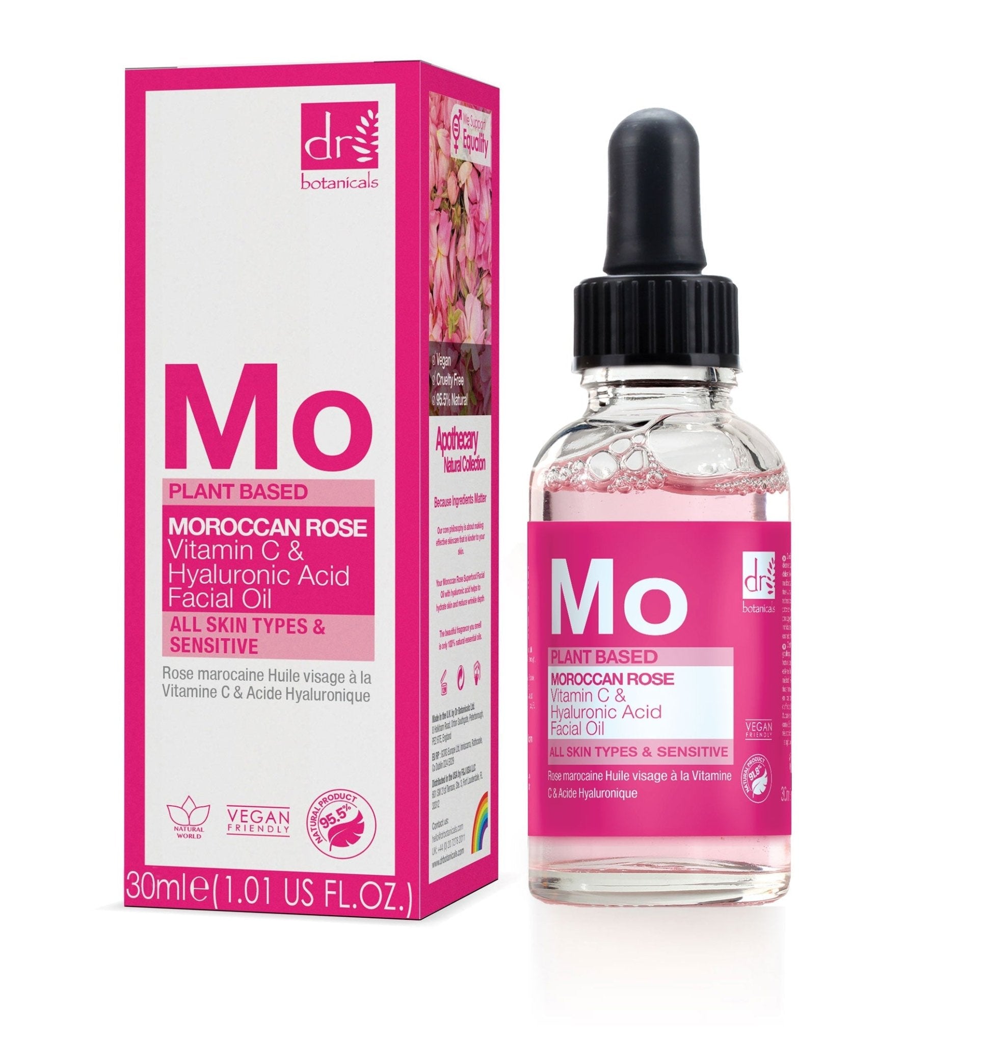 Moroccan Rose Facial Oil with Hyaluronic Acid & Vitamin C 15ml + 30ml - Herbalshire Handmade Herbal Products