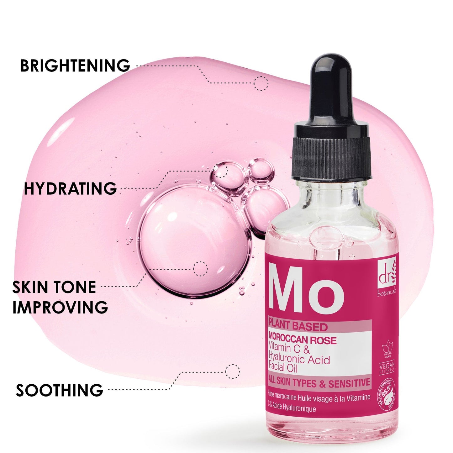 Moroccan Rose Facial Oil with Hyaluronic Acid & Vitamin C 15ml + 30ml - Herbalshire Handmade Herbal Products