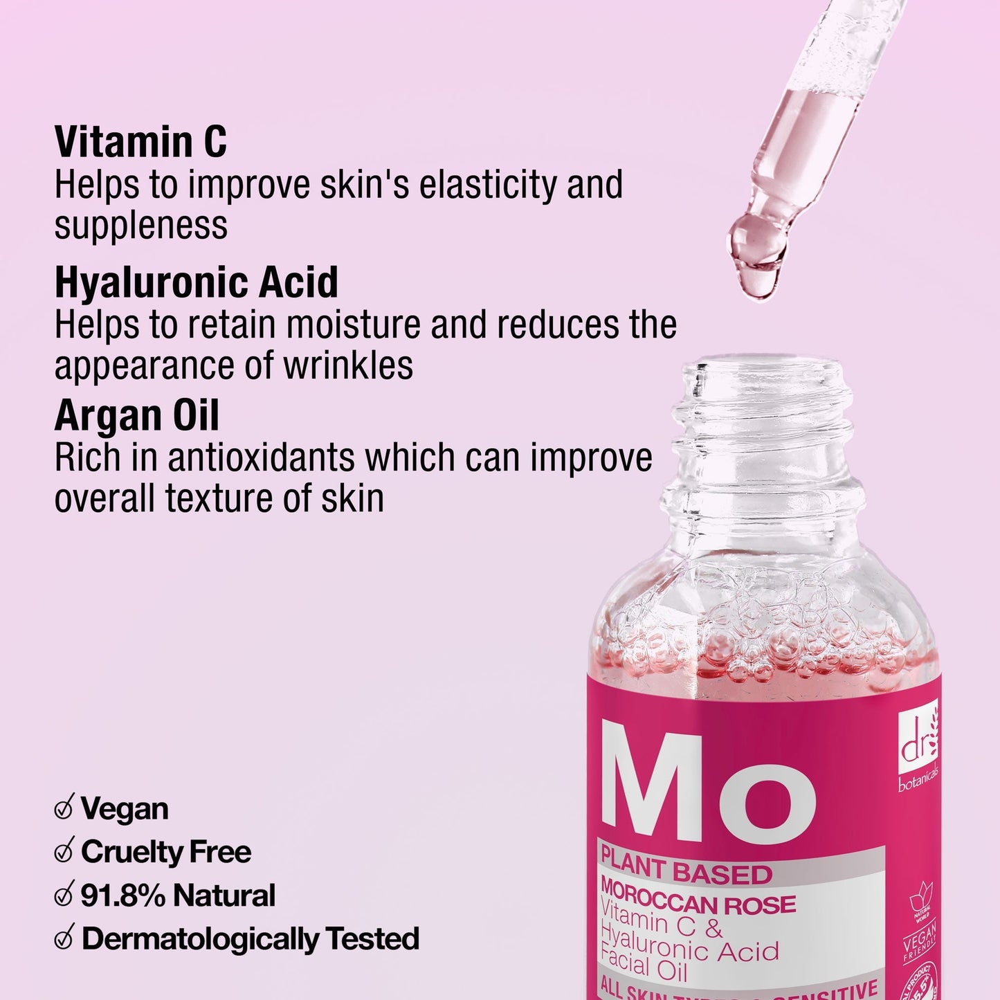 Moroccan Rose Facial Oil with Hyaluronic Acid & Vitamin C 15ml + 30ml - Herbalshire Handmade Herbal Products