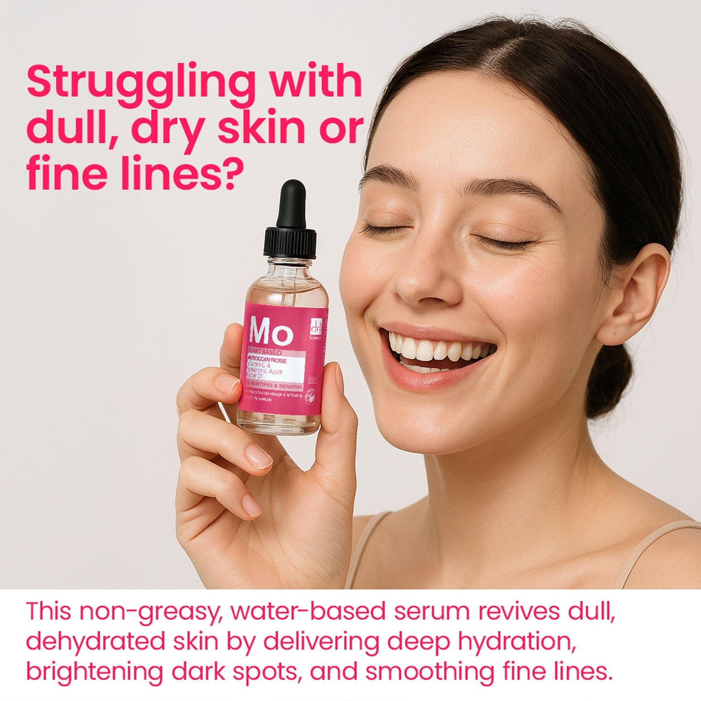 Moroccan Rose Facial Oil with Hyaluronic Acid & Vitamin C - Herbalshire Handmade Herbal Products