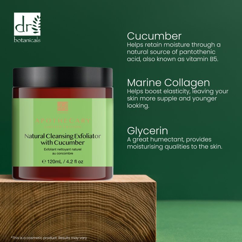 Natural Cleansing Exfoliator with Cucumber 120ml - Herbalshire Handmade Herbal Products