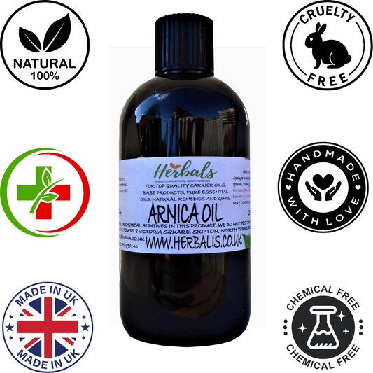 Natural Handmade Arnica Oil for Massage and Bruising - Relief and Healing Oil - Herbalshire Handmade Herbal Products