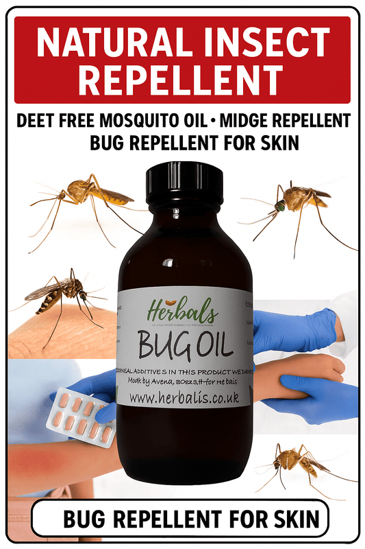 Natural Insect Repellent Bug Oil 100–500ml DEET Free Mosquito Midge Massage Rub Oil - Herbalshire Handmade Herbal Products