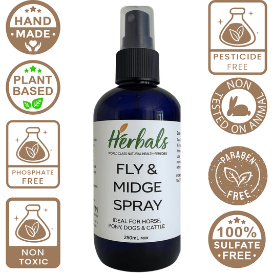 Natural Midge Fly Spray 250ml for Dogs Horses Humans – DEET - Free Repellent UK - Herbalshire Handmade Herbal Products