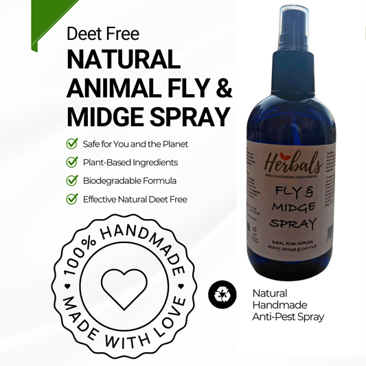 Natural Midge Fly Spray 250ml for Dogs Horses Humans – DEET - Free Repellent UK - Herbalshire Handmade Herbal Products
