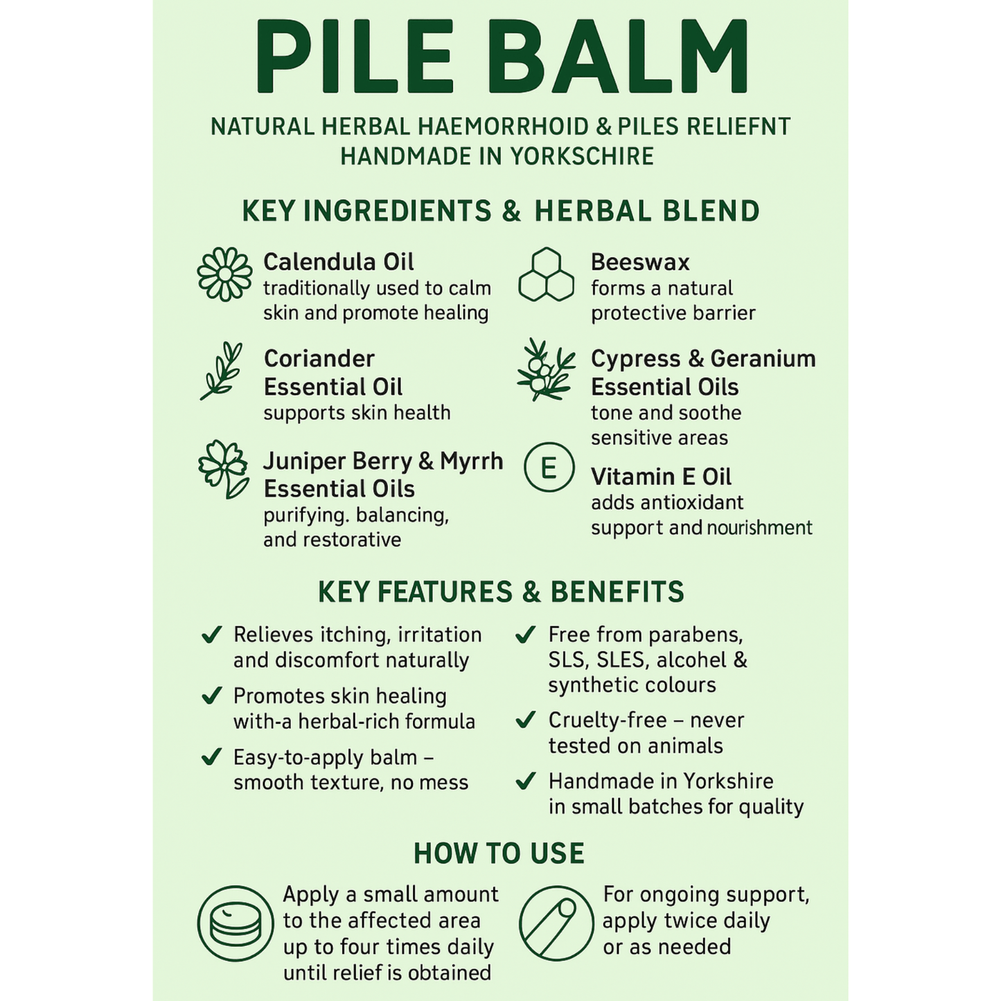 Natural Ointment Piles Haemorrhoids Soothing Cooling Swelling Haemorrhoid Relie - Herbalshire Handmade Herbal Products
