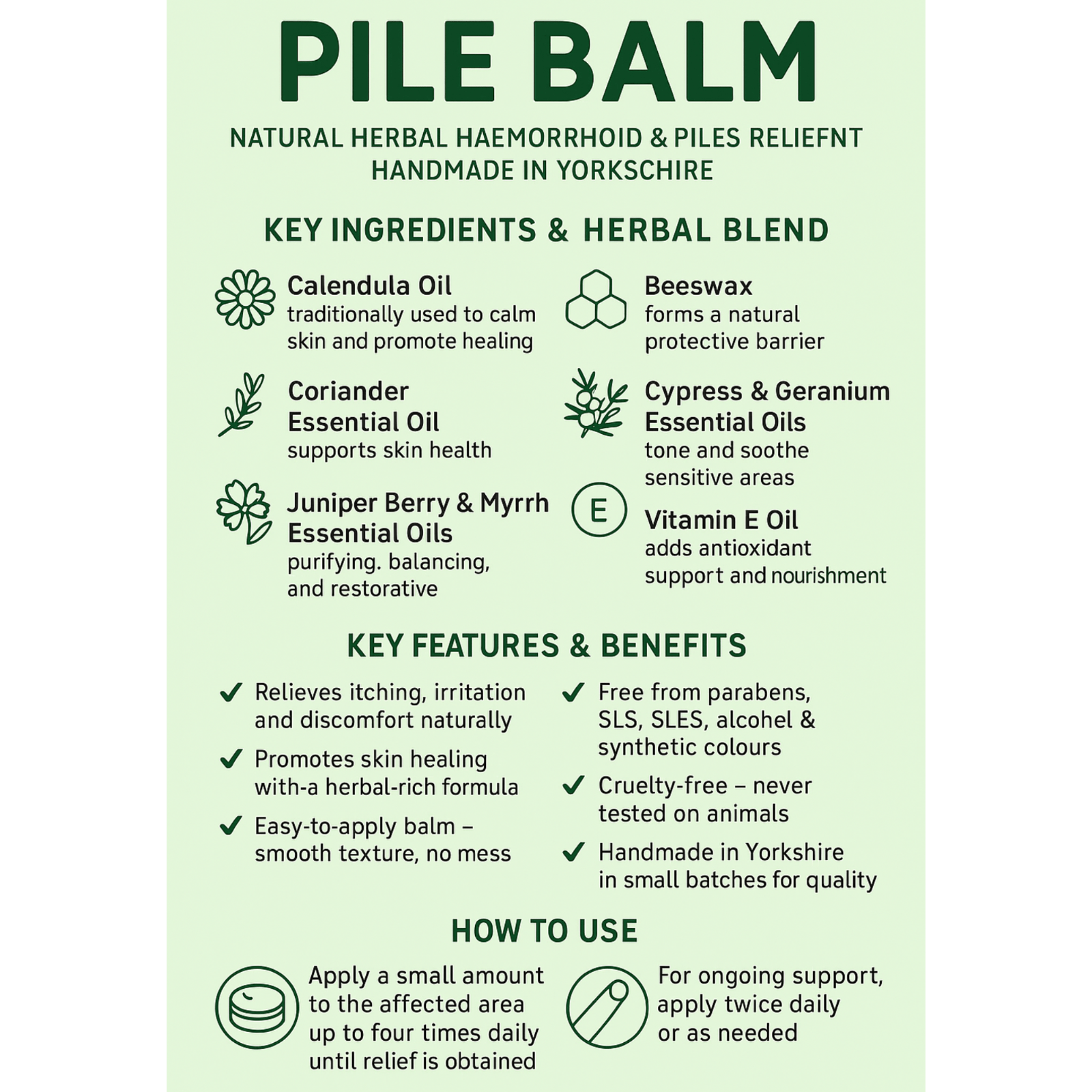 Natural Ointment Piles Haemorrhoids Soothing Cooling Swelling Haemorrhoid Relie - Herbalshire Handmade Herbal Products