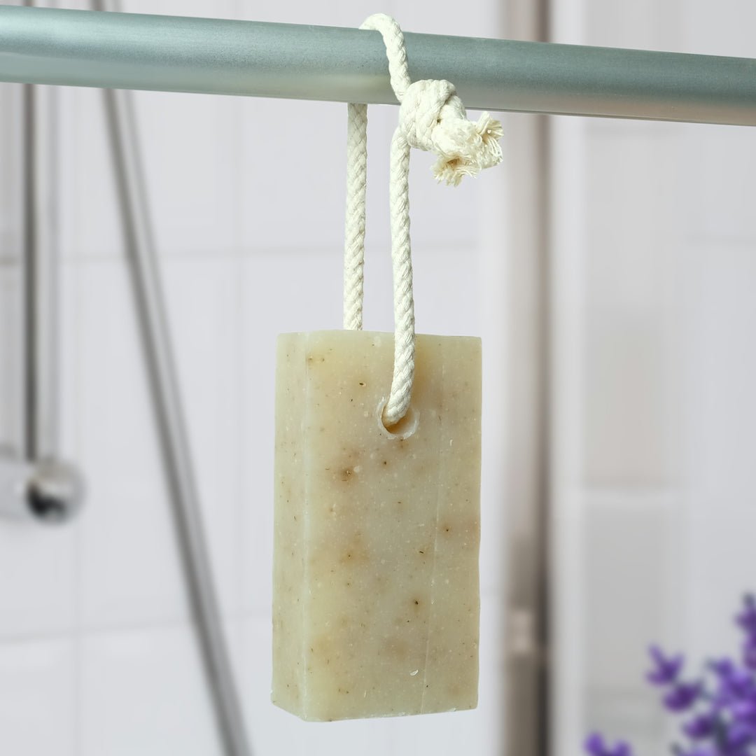 Natural Soap On A Rope - 'Classic' Lavender 125g - Herbalshire Handmade Herbal Products