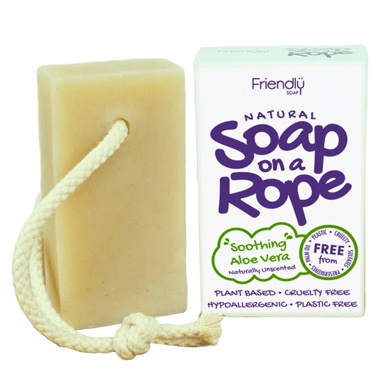 Natural Soap on a Rope – Soothing Aloe Vera 125g - Herbalshire Handmade Herbal Products