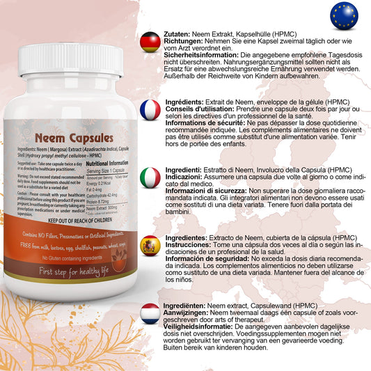 Neem (Margosa) Capsule - Herbalshire Handmade Herbal Products