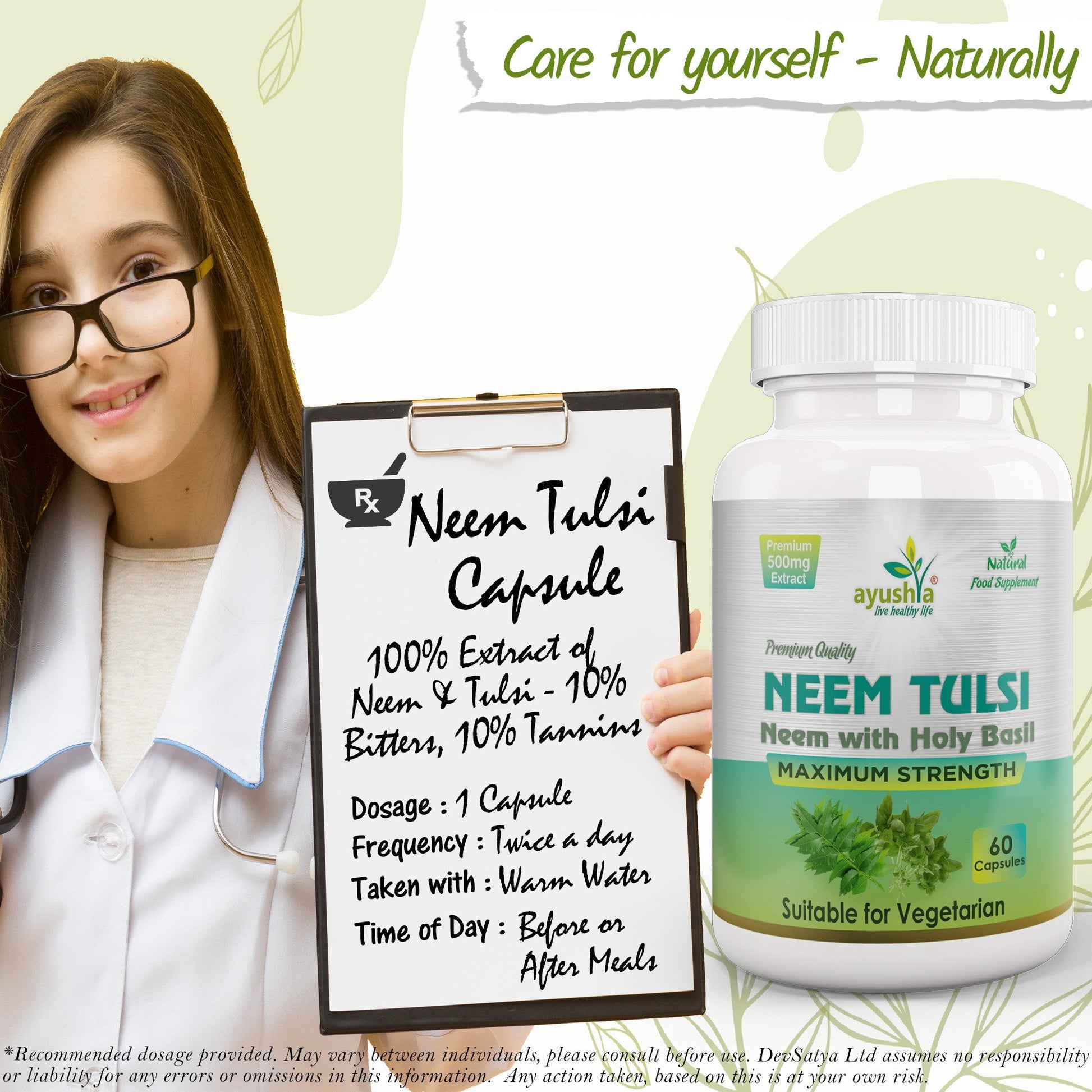Neem Tulsi Capsule - Herbalshire Handmade Herbal Products