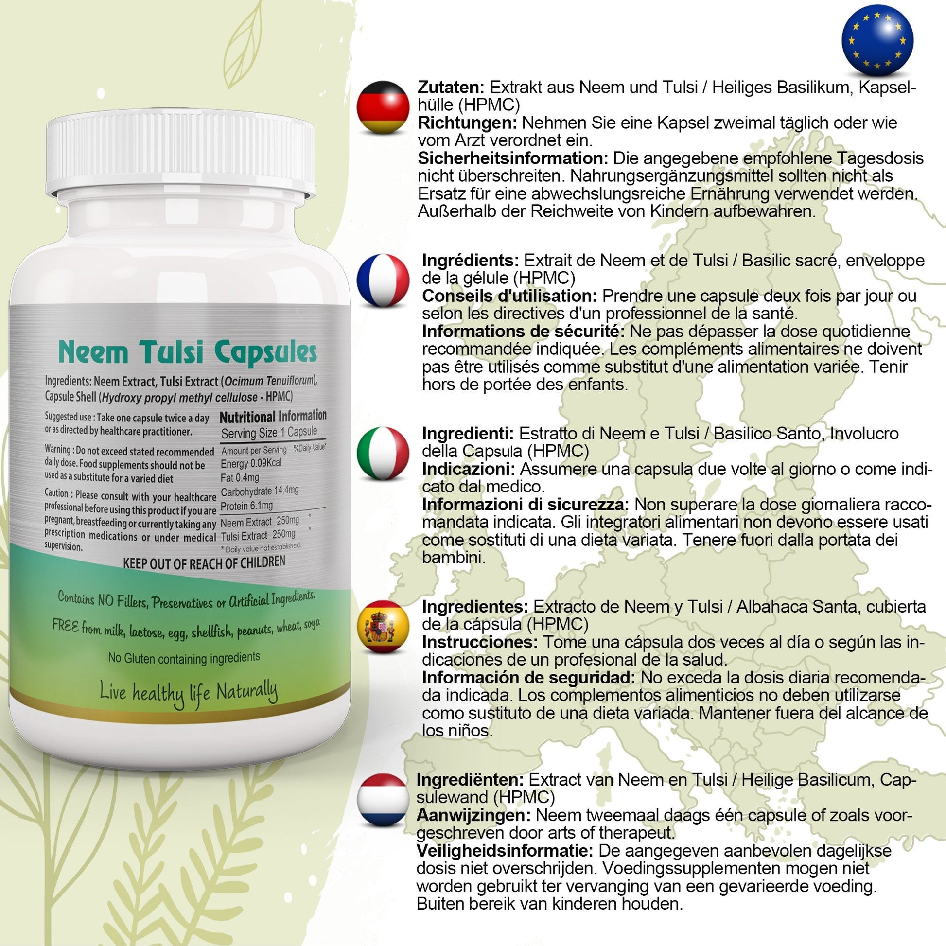 Neem Tulsi Capsule - Herbalshire Handmade Herbal Products