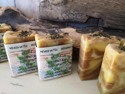 Nettle Pepermint & Bergamot Vegan Soap - Herbalshire Handmade Herbal Products