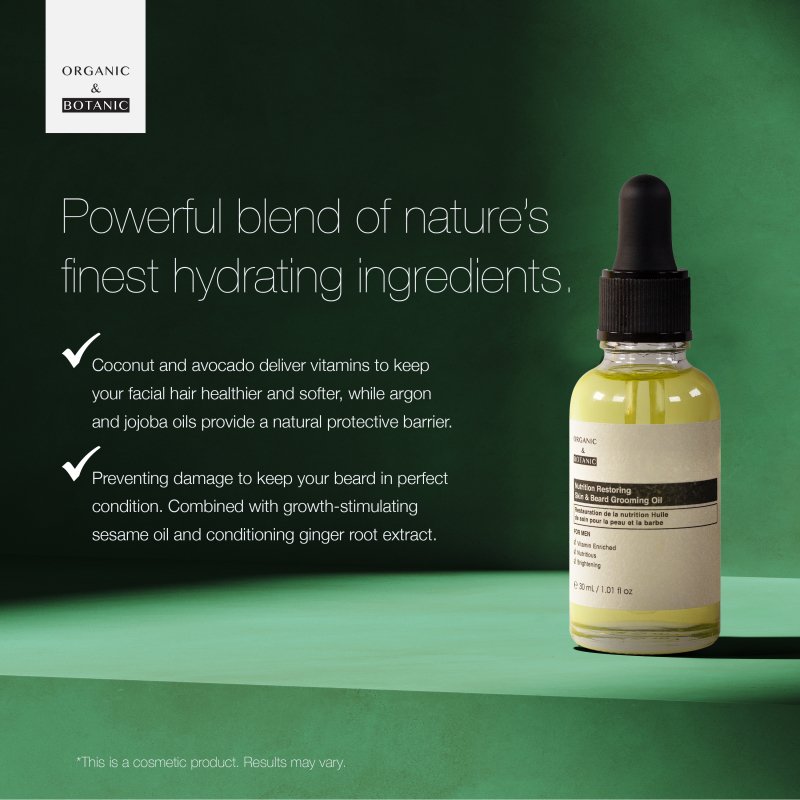 Nutrition Restoring Skin & Beard Grooming Oil 30ml - Herbalshire Handmade Herbal Products