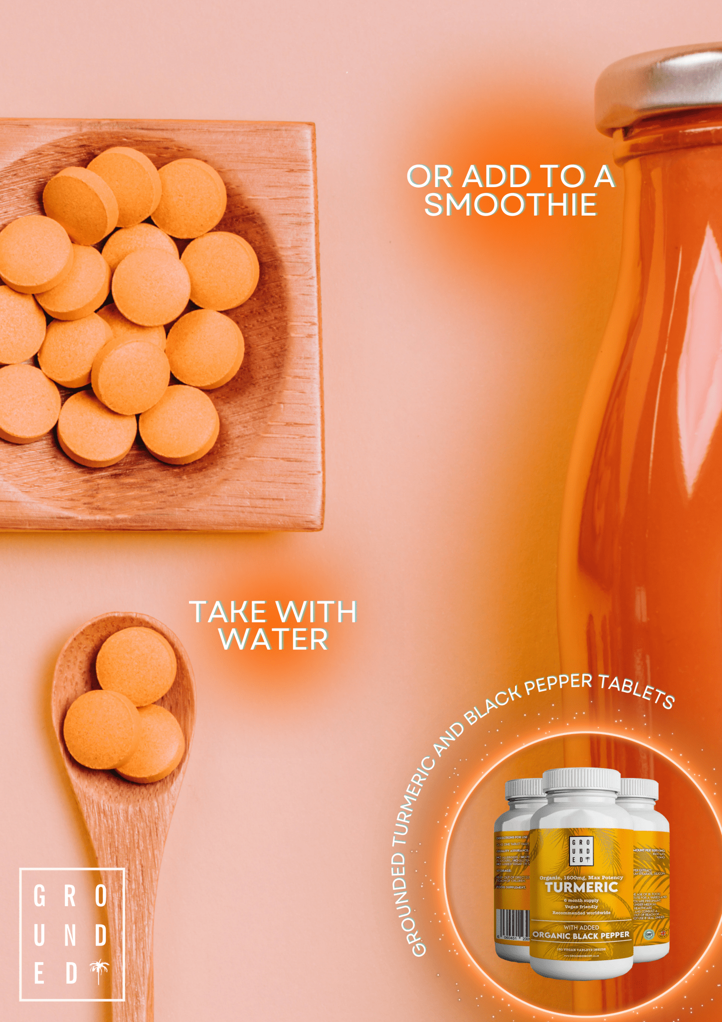 Organic Turmeric Curcumin 1600 mg with Black Pepper - 180 Vegan Turmeric Tablets - Herbalshire Handmade Herbal Products