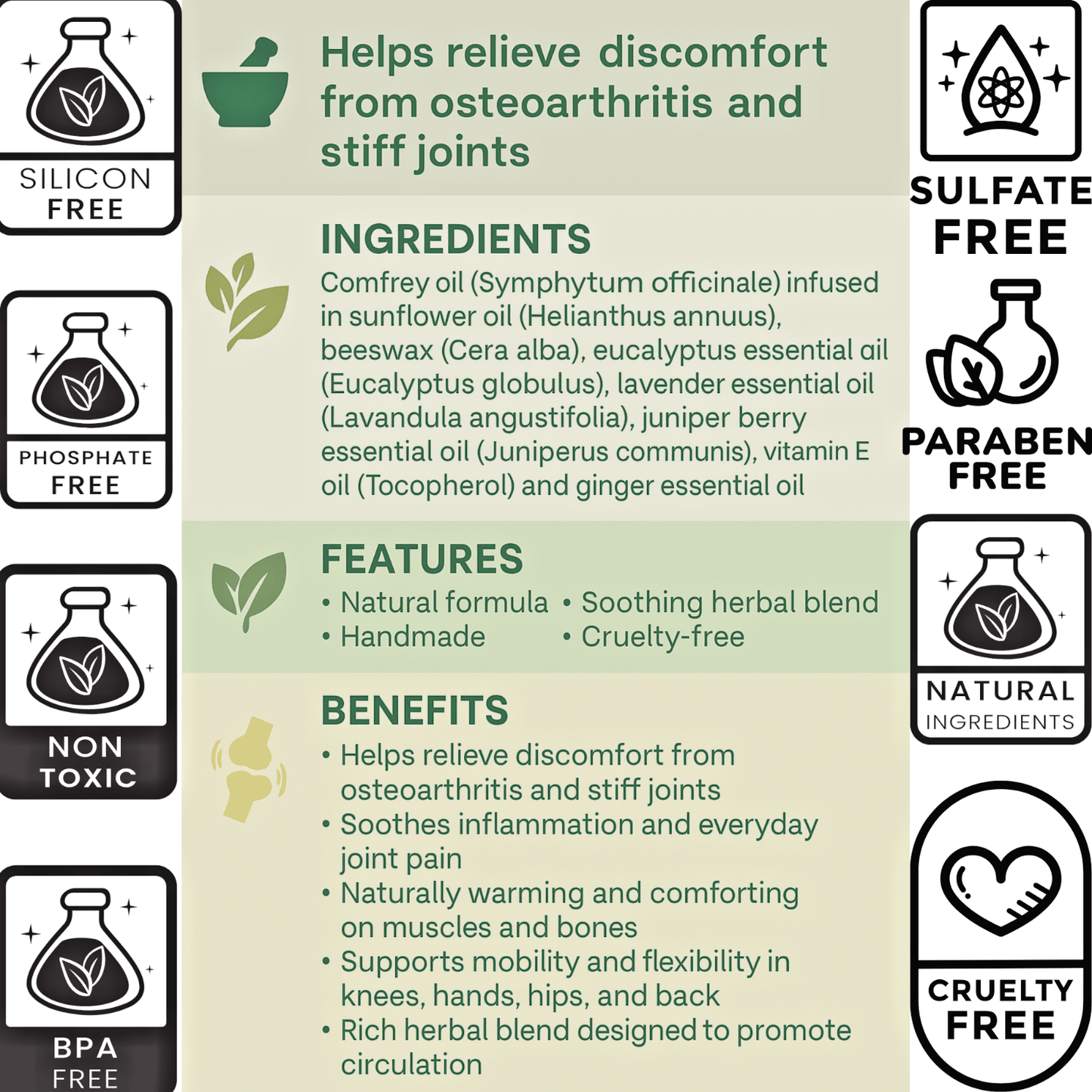 Osteoarthritis Cream Joint Knee Hip Fingers Pain Relief Fibromyalgia Flare Up - Herbalshire Handmade Herbal Products