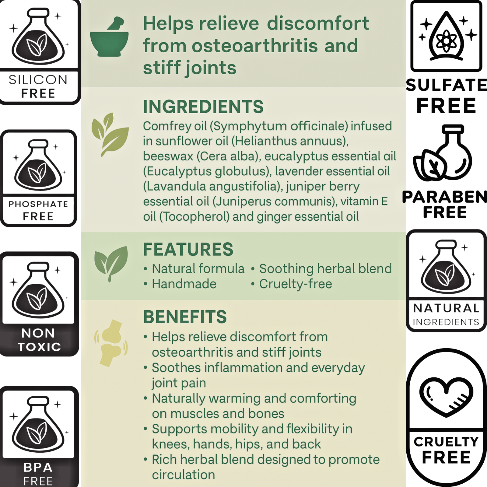 Osteoarthritis Cream Joint Knee Hip Fingers Pain Relief Fibromyalgia Flare Up - Herbalshire Handmade Herbal Products