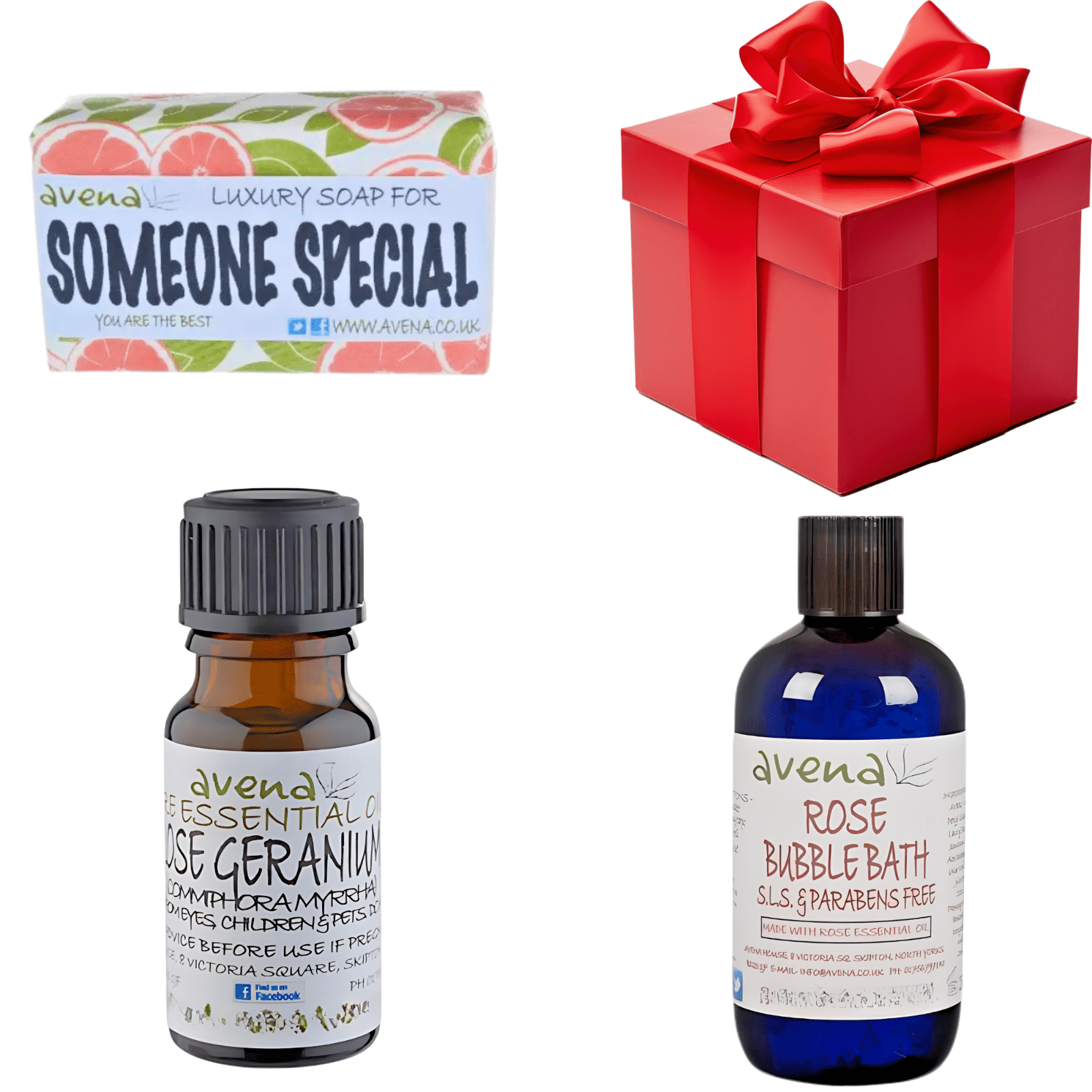 Pamper Me Gift Box – Rose Bubble Bath, Geranium Essential Oil & Soap Gift - Herbalshire Handmade Herbal Products