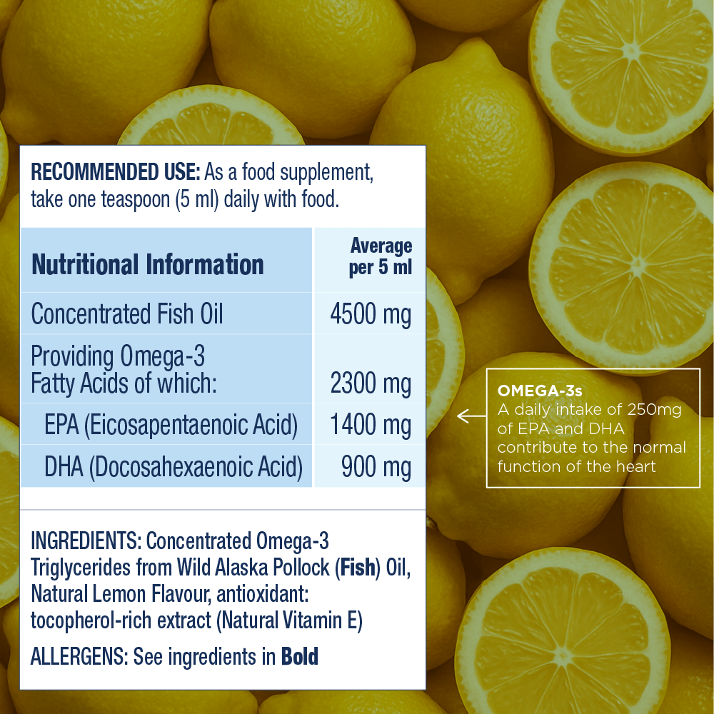 PEAK OMEGA - 3 Fish Oil Liquid (Lemon) - Herbalshire Handmade Herbal Products