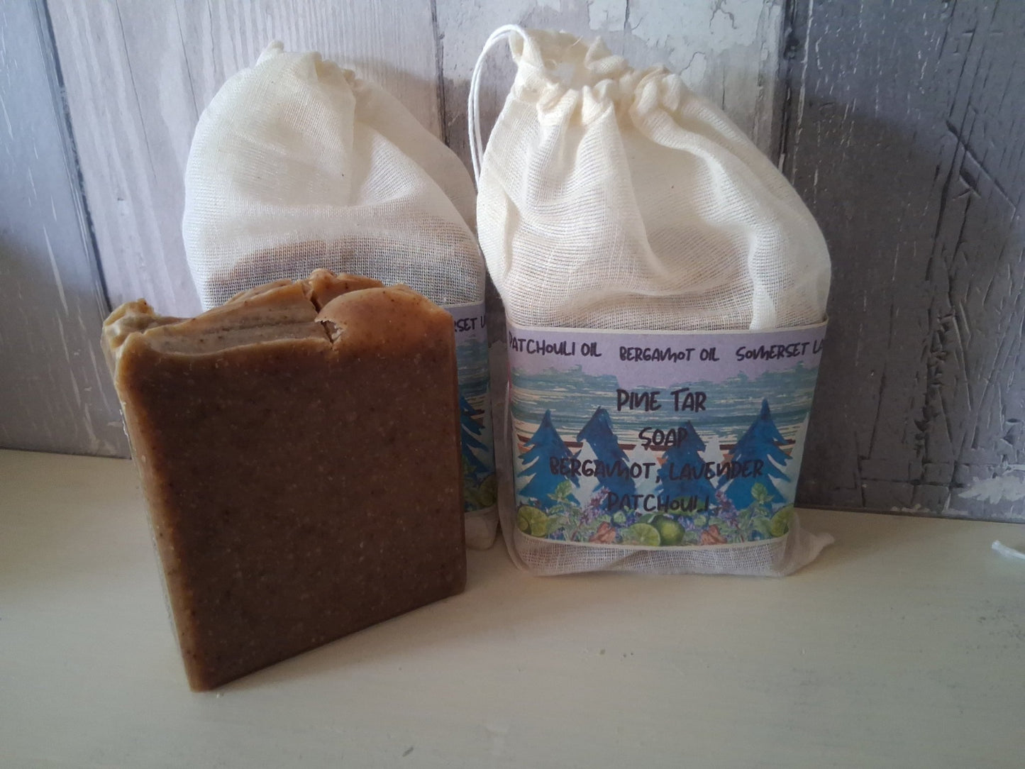 Pine Tar Soap Patchouli, Lavender & Bergamot - Herbalshire Handmade Herbal Products