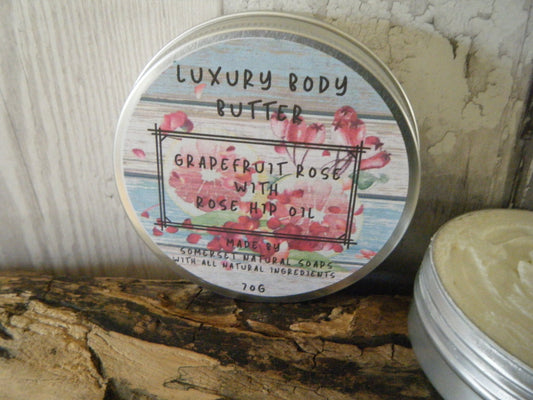Pink Grapefruit & Rose Luxury Body Butter - Herbalshire Handmade Herbal Products