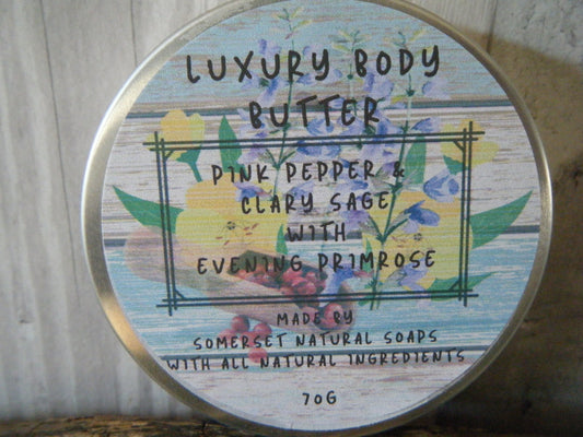 Pink Pepper & Clary Sage Luxury Body Butter - Herbalshire Handmade Herbal Products