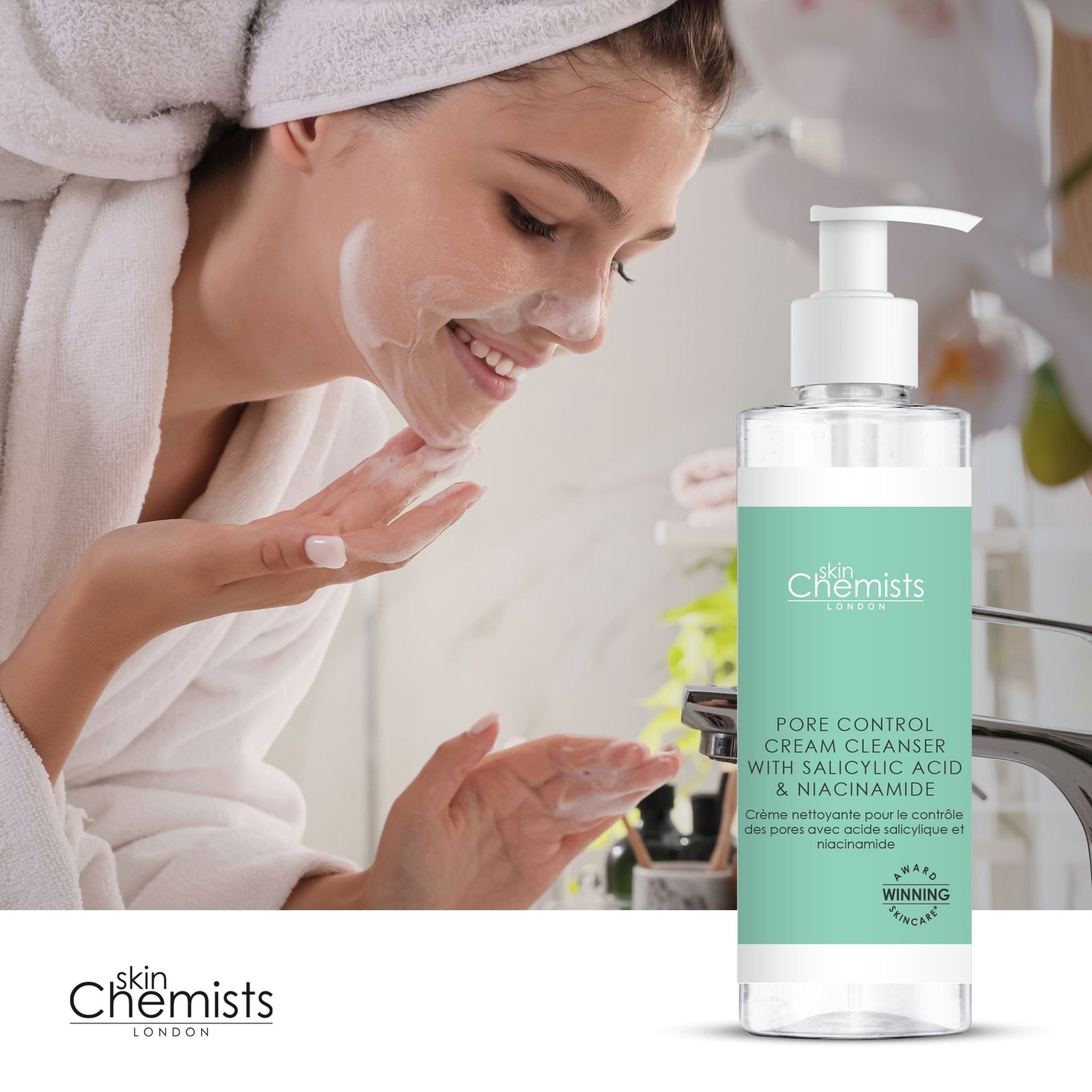 Pore Control Cream Cleanser with Salicylic Acid & Niacinamide 200ml - Herbalshire Handmade Herbal Products