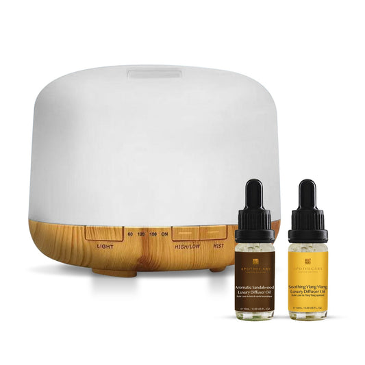 Premium 5 In 1 Aromatherapy Soothing Ylang Ylang + Aromatic Sandalwood Diffuser Kit - Herbalshire Handmade Herbal Products