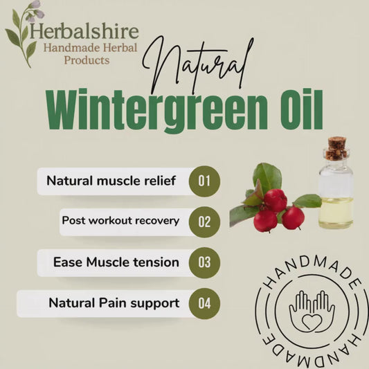 Herbalshire Pure Wintergreen Essential Oil – Natural Muscle & Joint Relief (10ml / 30ml / 100ml)