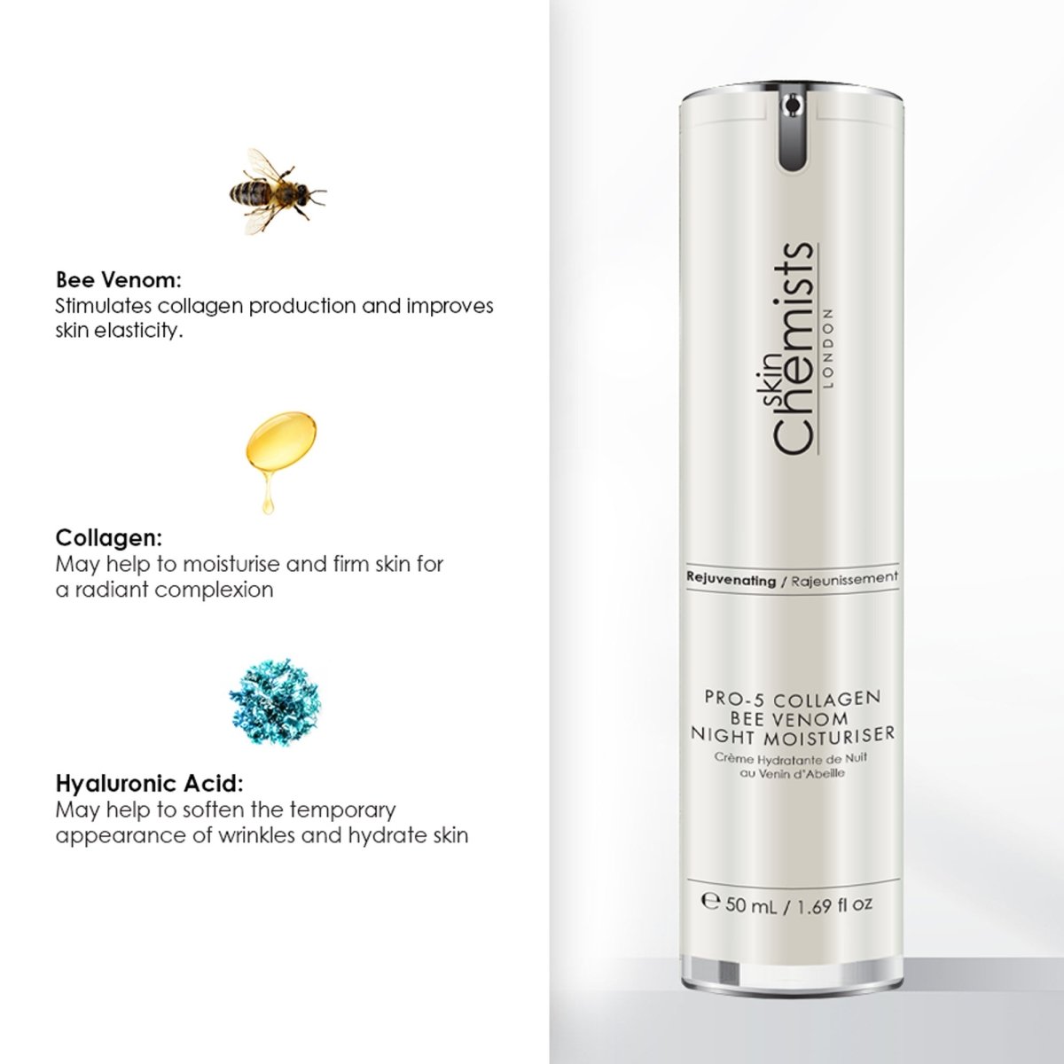 Pro - 5 Collagen Bee Venom Night Moisturiser 50ml - Herbalshire Handmade Herbal Products