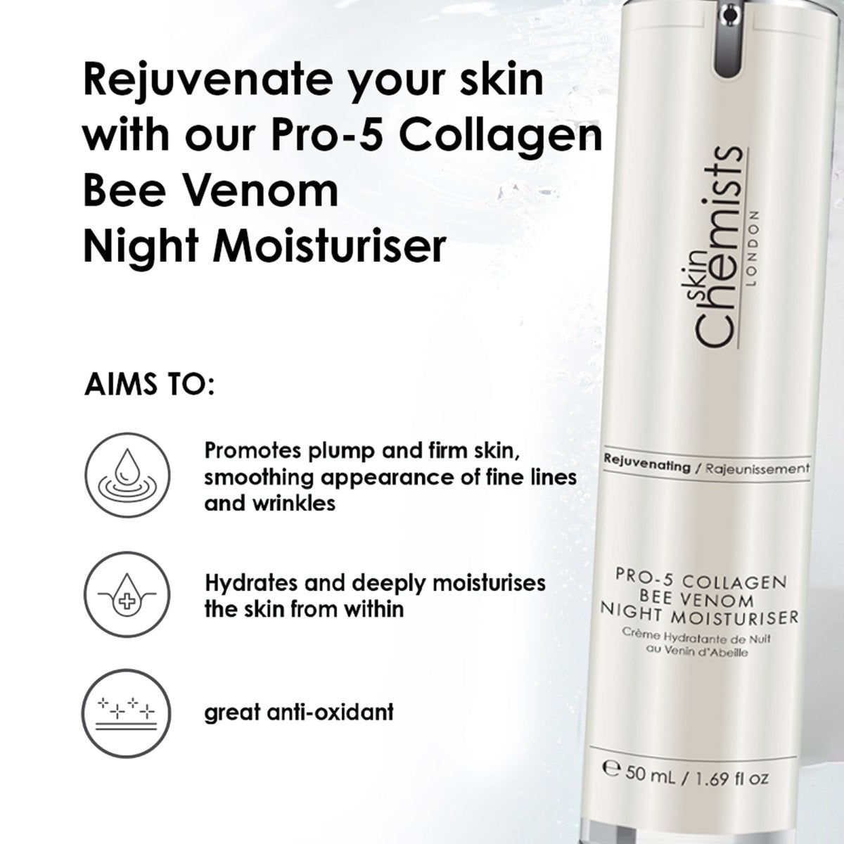 Pro - 5 Collagen Bee Venom Night Moisturiser 50ml - Herbalshire Handmade Herbal Products