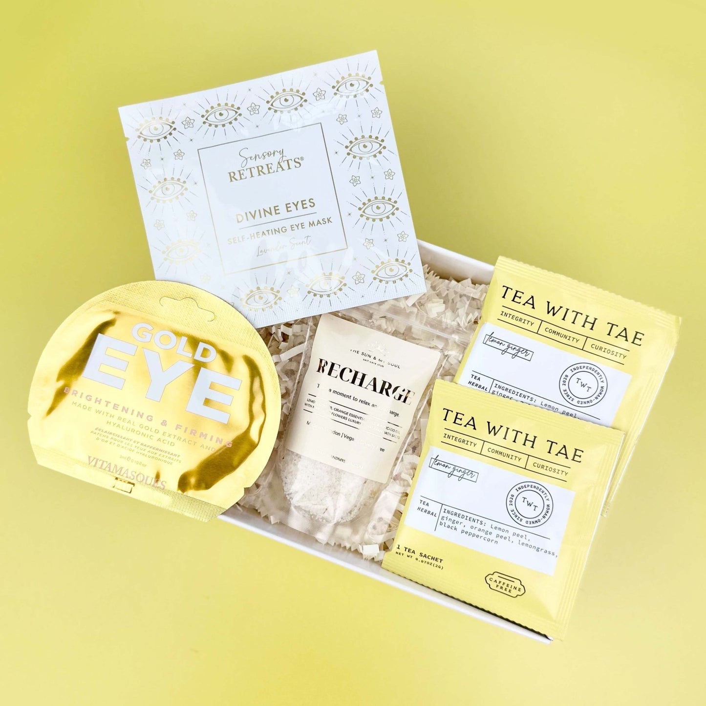 Recharge Luxury Himalayan Bath Salts with Lemon, Ginger, Orange Essential Oils, Avocado Oil with Marigold Flowers - Herbalshire Handmade Herbal Products