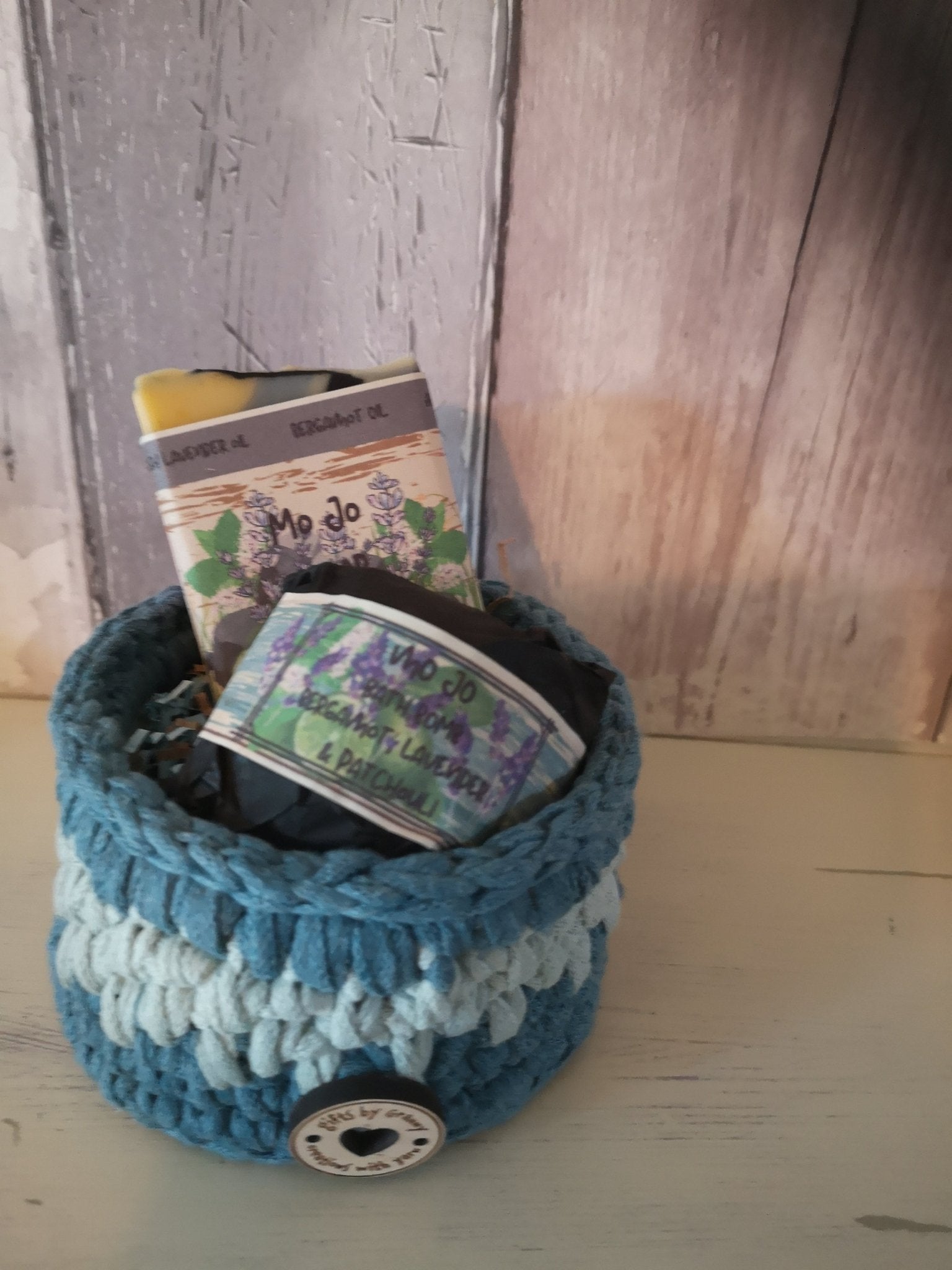 Recycled Cotton Basket Mo Jo Gift set - Herbalshire Handmade Herbal Products