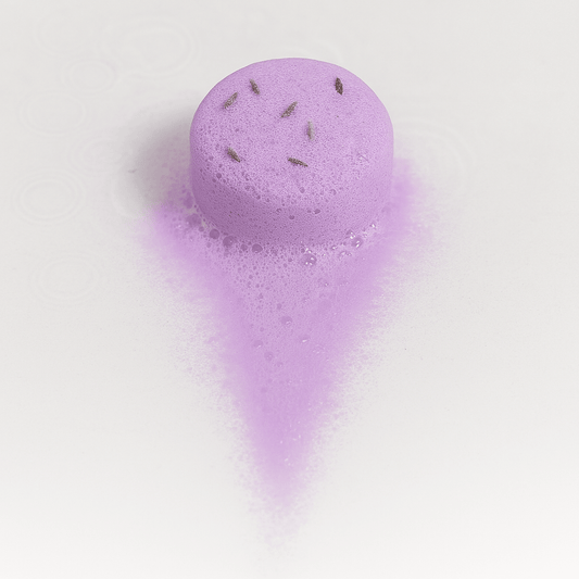 Relax Aromatherapy Shower Steamer in Box - Clary Sage, Lemon, Lavender and Lavender Seeds - Herbalshire Handmade Herbal Products