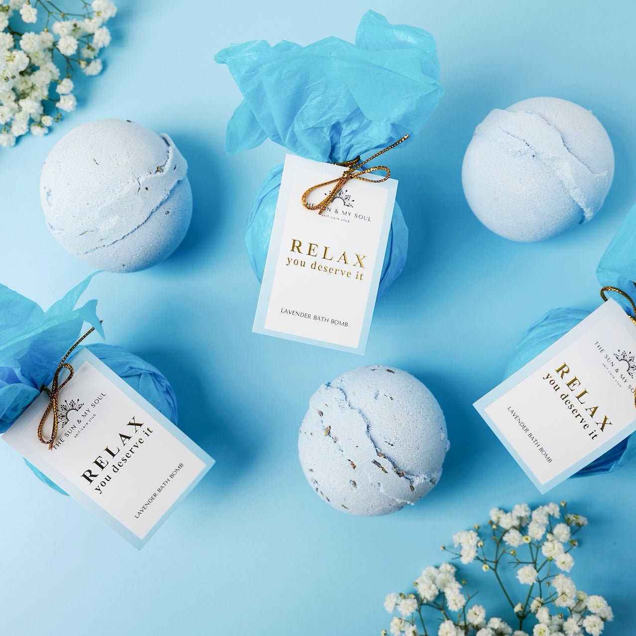 Relax You Deserve It - Relaxing Lavender Bath Bomb Soothing Soak - Herbalshire Handmade Herbal Products