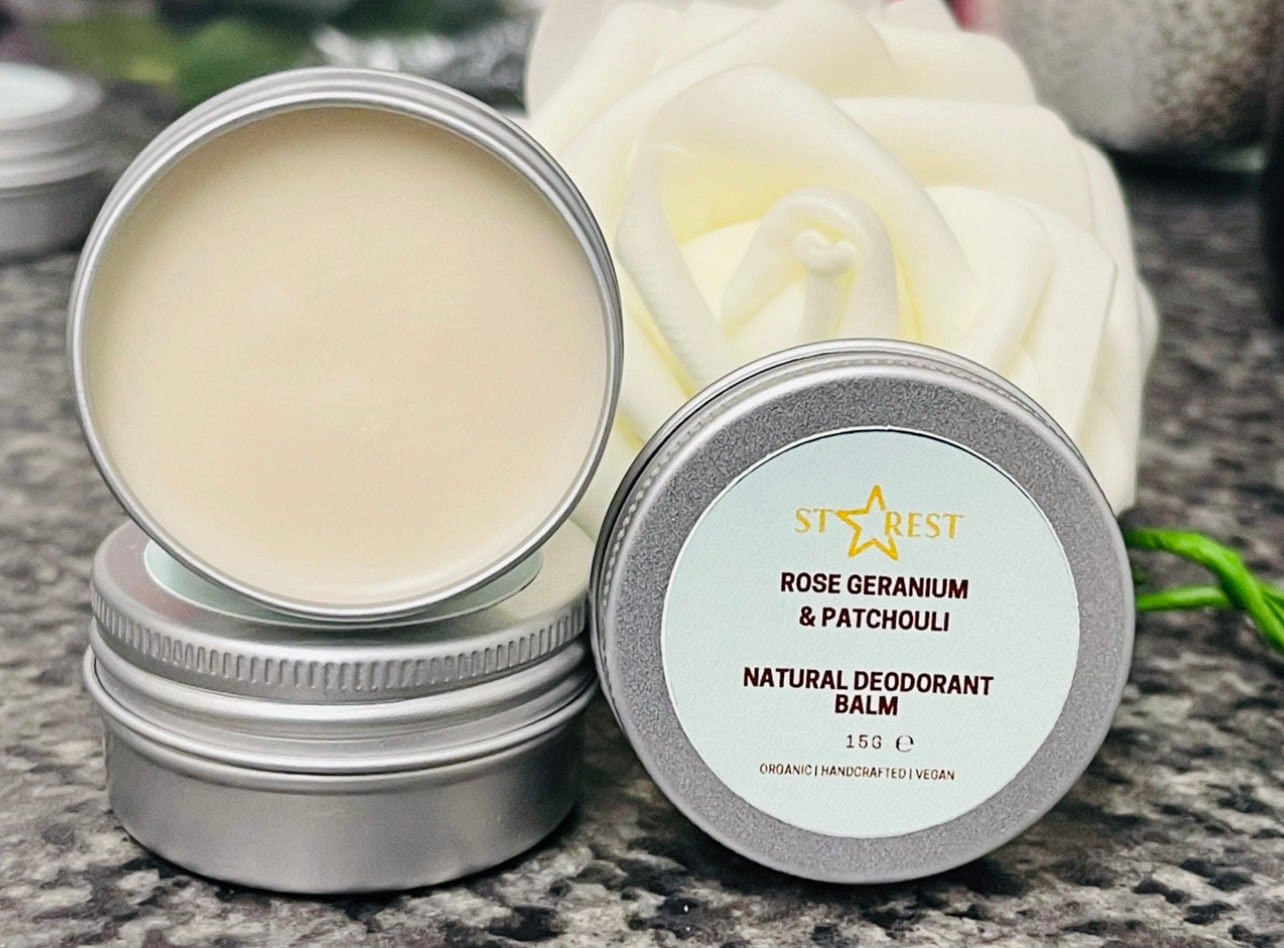 Rose Geranium and Patchouli Deodorant Balm - Herbalshire Handmade Herbal Products
