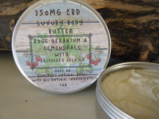 Rose Geranium & Lemongrass Luxury CBD Body Butter - Herbalshire Handmade Herbal Products