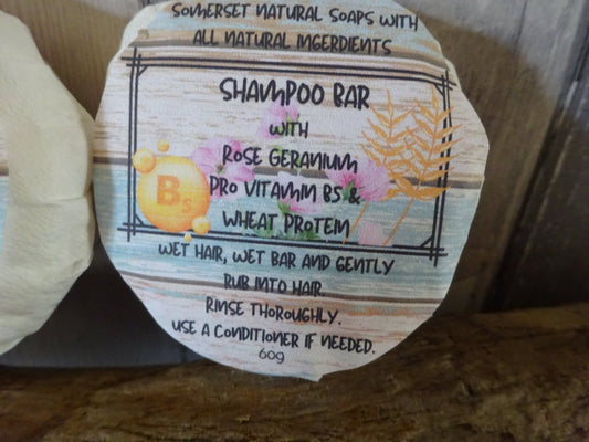 Rose Geranium Solid Shampoo - Herbalshire Handmade Herbal Products