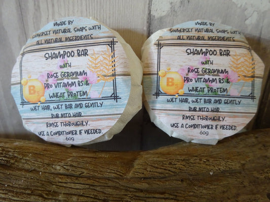 Rose Geranium Solid Shampoo - Herbalshire Handmade Herbal Products